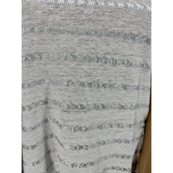 Artisan NY hi lo linen top small white silver elephants short sleeve - Picture 2 of 10